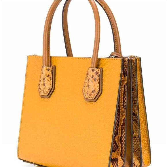 Michael Kors Mercer Large Pebbled Leather Accordion Tote- Marigold - Picture 1 of 11